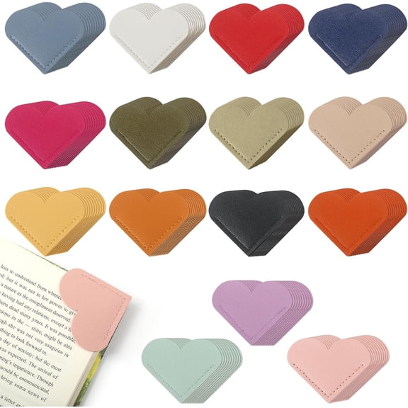 150 Pcs Leather Heart Bookmarks Bulk, Corner Bookmark