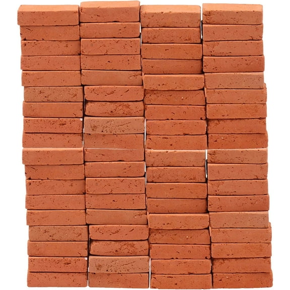 150 Pcs Mini Small Red Brick Miniature Figurines DIY Micro Landscaping Decors Building Blocks Craft Toys Wall Bricks
