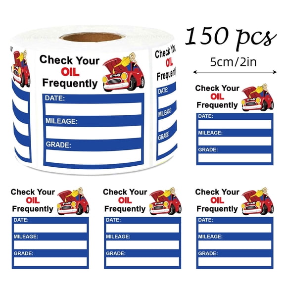 150 Pcs Oil Change Stickers – 2” x 2” Removable Vinyl Labels for Windshield, Auto Maintenance Reminder Stickers, Next Service Due Stickers