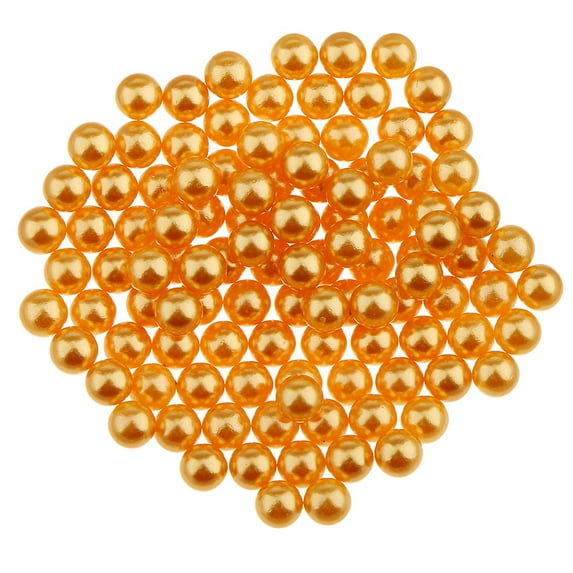 150 Pcs Pearls Loose Beads ABS Imitation Pearl Beads for Craft NO Hole Beads 5mm for Table Scatter Wedding Birthday Party Home Decor Bracelets, Necklaces Jewelry Making Gold