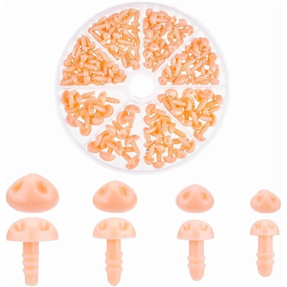 150 Pcs Pink Plastic Animal Safety Noses Plastic Noses Flesh Color Plastic Safety Noses 11.5mm 12mm 13mm 14mm for Puppet Plush Animal and Teddy Bear Craft Accessories Brown