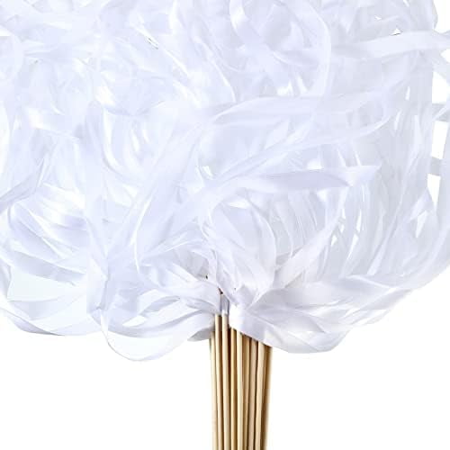 150 Pcs Ribbon Wedding Wand Sticks with Gold Bells, White Streamers Wedding Send Off Wands Dance Ribbons for Wedding Party Favors, Guests, Holiday, Celebration, Activities$$Electronics Accessories