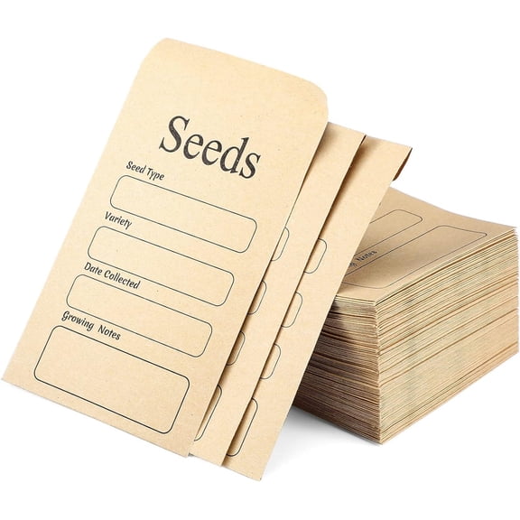 150 Pcs Seed Envelopes,Resealable Sample Bags,Self Sealing Seed Packets Envelopes,Kraft Paper Bag for Writing,Seed Storage Organizer for Plants Garden Seeds (Brown)