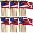 thumbnail image 1 of 150 Pcs Small American Flags on Stick, 8 x 12 Inch Mini US Flags Wooden Stick Bulk Hand Held Stick Flags for Lawn Yard 4th of July Decorations Independence Memorial Day Patriotic Parades Veteran Party, 1 of 6