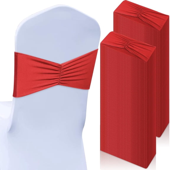 150 Pcs Spandex Chair Sashes Bows Bands Chair Covers Decorations Elastic Ribbon Seat Ties for Wedding Birthday Party Banquet Hotel Events Ceremony(Red)