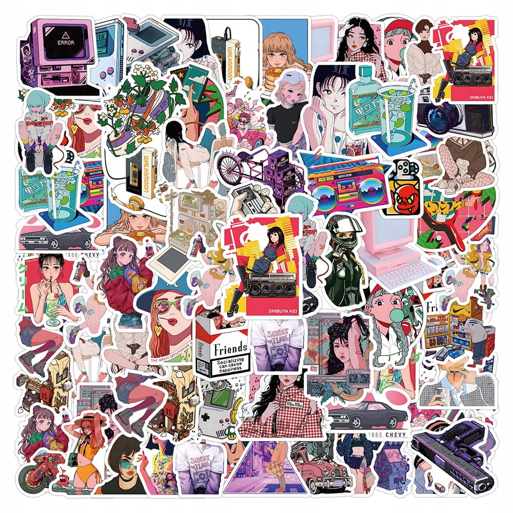 150 Pcs Stickers Anime Style City Pop Girls For Colorful And Waterproof ...