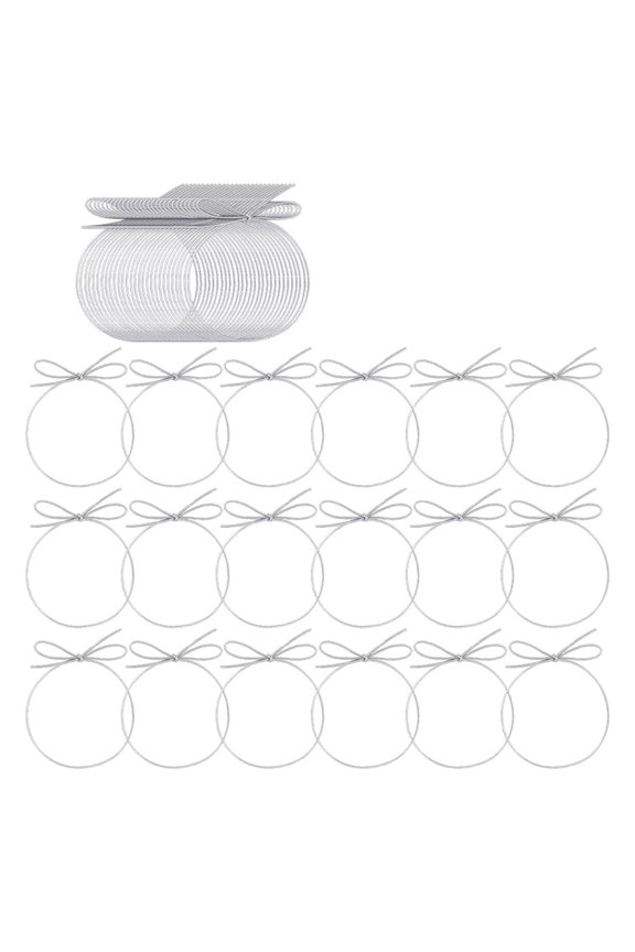 150 Pcs Stretch Loops with Pre-Tied Bows, Elastic Ribbon Cords for Gift Boxes, Bags, and Crafts, Silver
