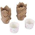 thumbnail image 1 of 150 Pcs Tulip Cupcake Liners Baking Cups Muffin Liner Grease-Proof Paper Cupcake Wrappers for Wedding, Birthday Party,150 x tulip baking cups,brown, 1 of 10