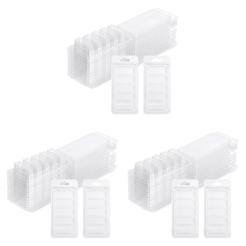 150 Pcs Wax Melt Containers, 5-Cavity Wax Melt Clamshell Molds,Clear Empty Plastic Wax Melt Mold for DIY Candles Making