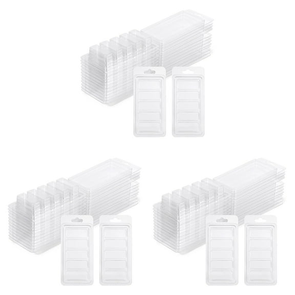 150 Pcs Wax Melt Containers, 5-Cavity Wax Melt Clamshell Molds,Clear Empty Plastic Wax Melt Mold for DIY Candles Making