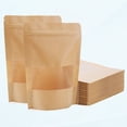 thumbnail image 1 of 150-Piece 4.7 x 7.8-Inch Kraft Paper Bags with Resealable Closure Zipper and Clear Window, Self-Standing Grocery Bags, 1 of 5
