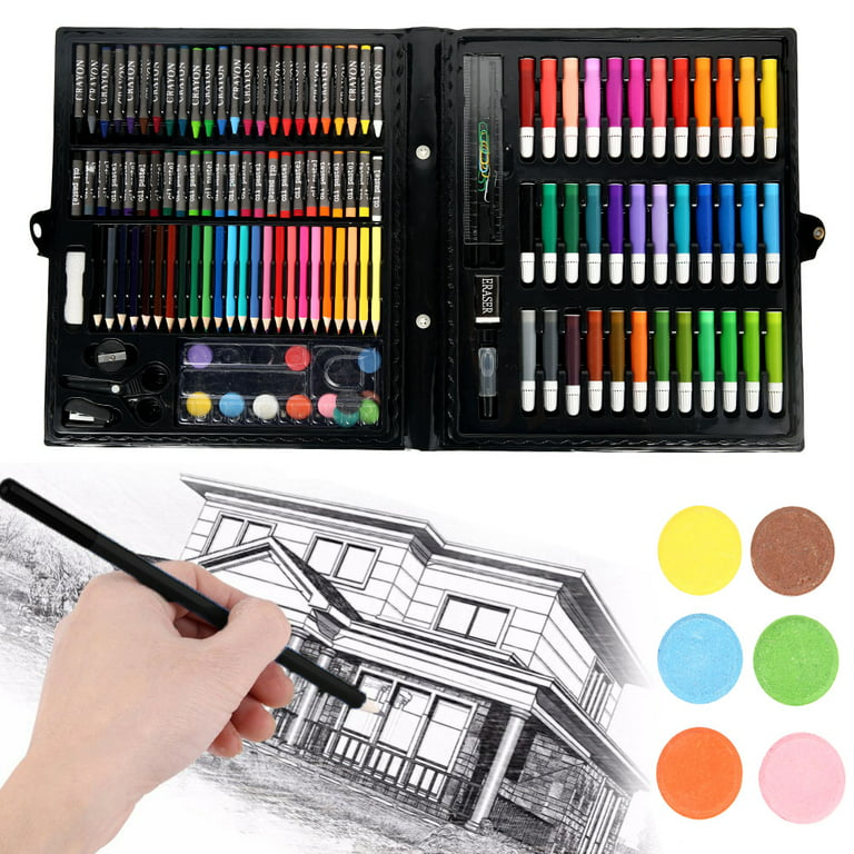  150 piezas Kit de Deluxe Art Set Set de dibujo para niños  manualidades caja de regalo suministros de arte para dibujo, pintura y más  : Arte y Manualidades