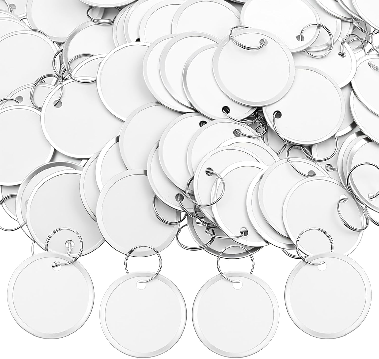150 Piece Metal Rim Tags Round Paper Tags with Metal Rings for Car Keys and Door Keys Car and Door White
