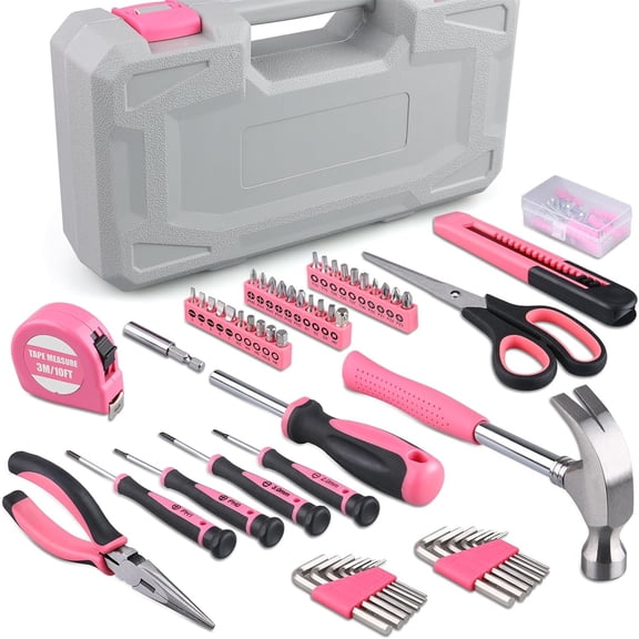 150-Piece Pink Color All-Purpose Household Tool Kit in Toolbox Storage Case, Perfect for Women, Ladies and Girls with General Home Repairs, DIY Project, Garage, Office and College Dormitory Use