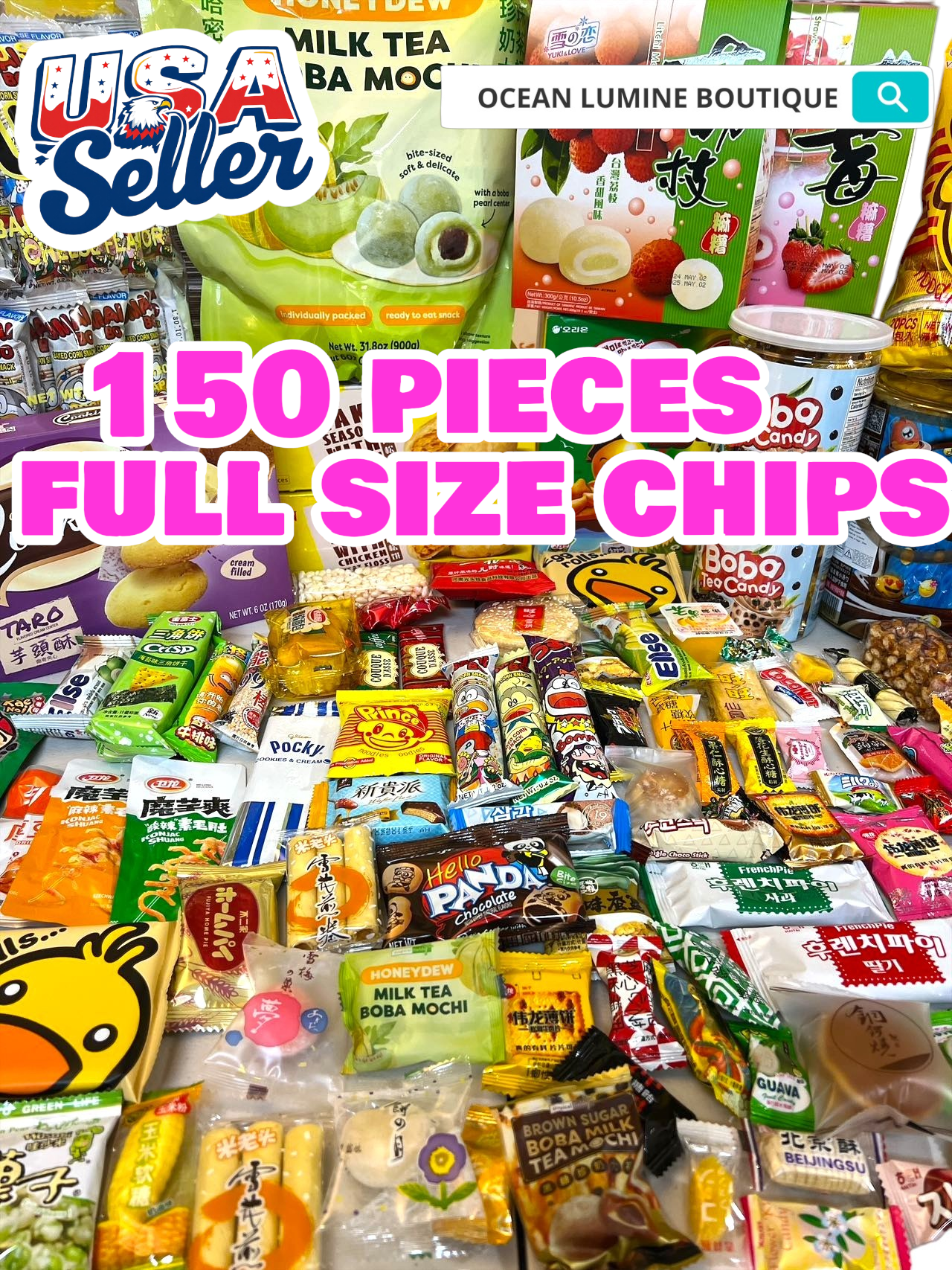 150 Piece With 1 Full Size Snack Variety Asian Snack Box Japanese Korean Chinese, Asian Treats Samplers
