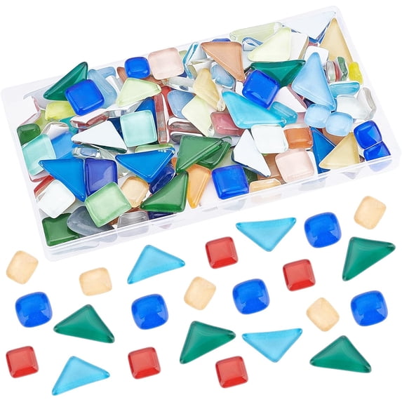 150 Pieces/0.55 Pounds Vibrant Glass Mosaic Tiles Assorted Colors and Shapes Colored Glass Pieces Colored Glass Pieces for Home Decoration DIY Crafts Arts Mosaic Projects DIY