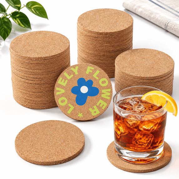 150 Pieces 4 Inch Cork Coasters For Drinks 100 Mm Round Non-slip Heat ...