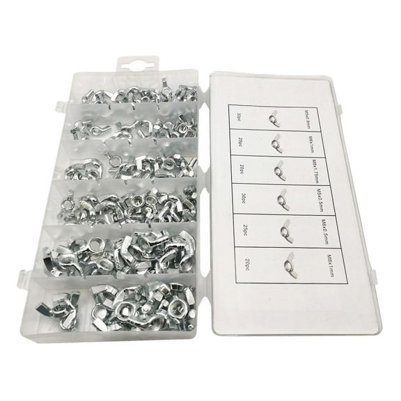 150 Pieces Butterfly Wing Nuts 6 Sizes Hand Tighten Ear Butterfly Nut with Box M5 M6 M8 Fasteners