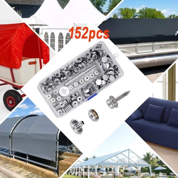 150 Pieces of Canvas Buckle Kit with 2 Tools, Including Marine Grade Stainless Steel Buckles, Screw Buckles, Boat Cover Buckles, and Buckle Kits with Boat Cover Furniture Setting Tools