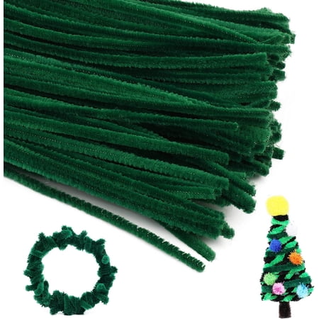 150 Pieces Christmas Pipe Cleaners Chenille Stem, Dark Green Craft Pipe Cleaners,DIY Craft,Pipe Cleaners Bulk for Arts and Crafts, Xmas Home Decoration