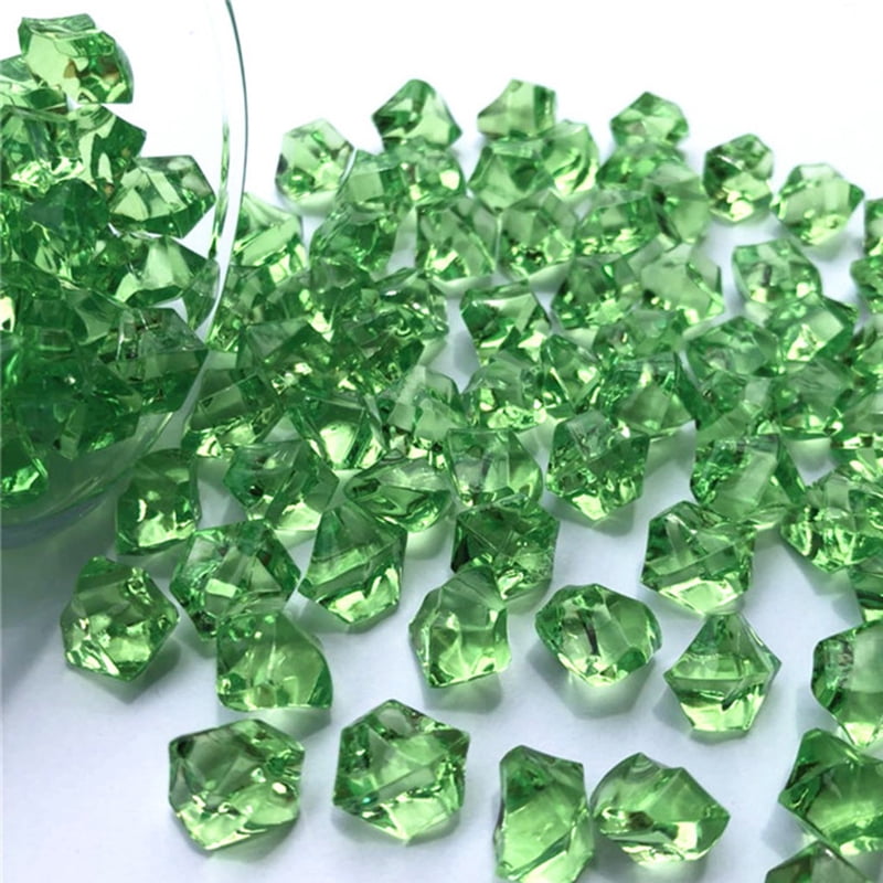 Mega Crafts - 1/2 lb Acrylic Gemstones Light Green | Plastic Glass Gems for Arts and Crafts, Vase Fillers and Table Scatters, Decoration Stones, Shiny