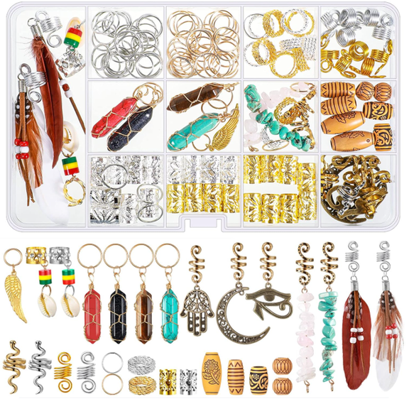 150 Pieces Hair Jewelry Dreadlock Accessories, Natura Stone Hair Charms for Braids, Hair Ring Crystal Hair Accessories for Women