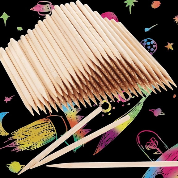 150 Pieces Heavy Duty Wood Stylus Tools for Scratch Wooden Art Stylus Stick DIY Creative Draw Sticks for Teens and Teacher
