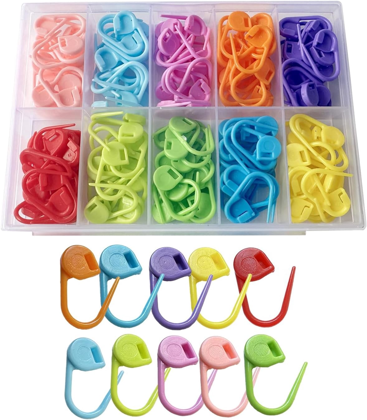 150 Pieces Knitting Crochet Locking Stitch Markers Needle Clip Counter 10 Colors (Color Ship Randomly)
