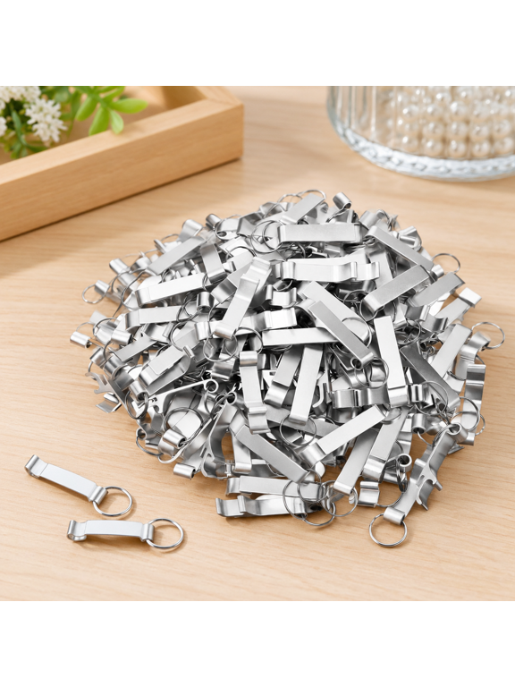 150 Pieces Metal Bottle Opener Split Key Ring Chain Keychain Bulk Aluminum Pocket Claw Bar Soda Beverage Beer Bottle Opener Personalized Wedding Party Favors(Silver)