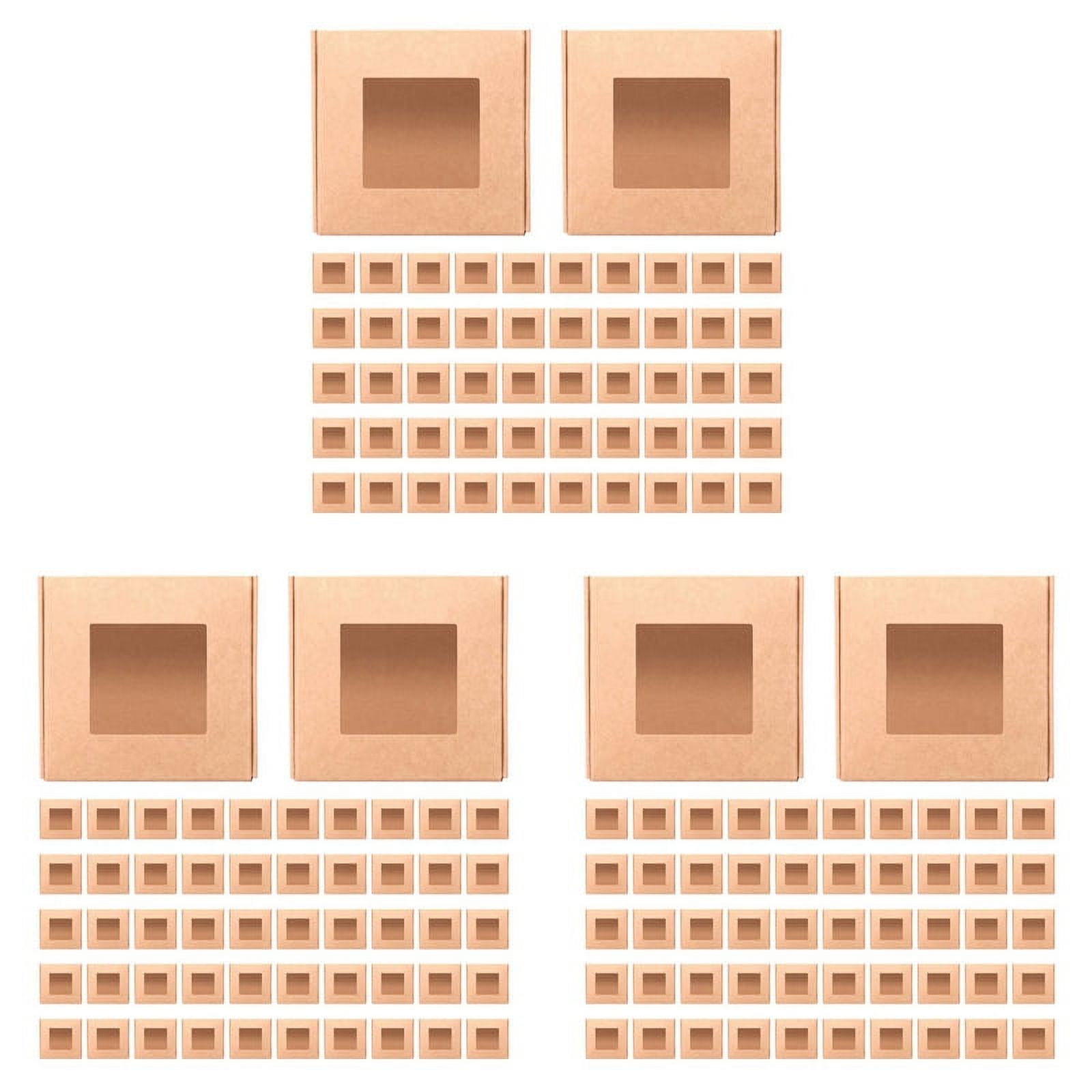 NEW 150 Pieces Mini Kraft Paper Box with Window Present Packaging Treat ...