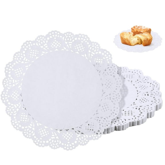 150 Pieces Paper Doilies, 12 Inch Doilies for Food, Disposable Lace Paper Doilies for Tables, Round Paper Placemats Bulk for Cakes Desserts Crafts(White)