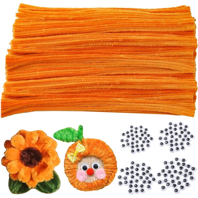 150 Pieces Pipe Cleaners Chenille Stem Solid Color Pipe Cleaners Bulk for  Halloween、Christmas DIY Craft Supplies Thick Pipe Cleaners Chenille Stems  with 4 size 120 pcs Plastic Doll Eyes（Golden Yellow） 