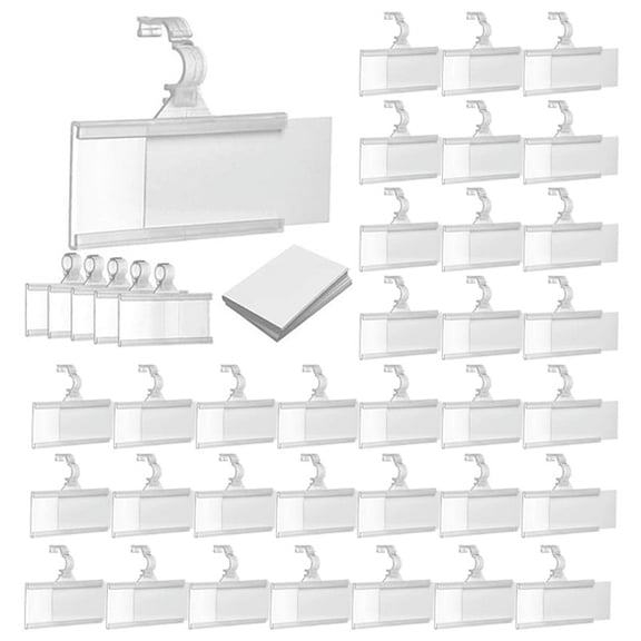 150 Pieces Plastic Wire Shelf Label Holders, Reusable Price Label Holder with Locks, Label Display Holder
