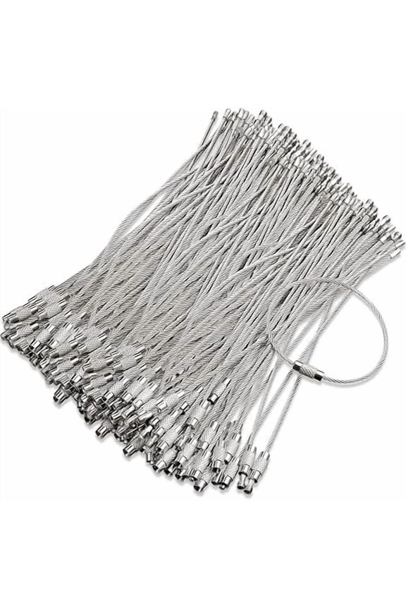 150 Pieces Wire Keychain Cable Stainless Steel Key Rings Loop Wire Cable Braided Steel Key Chain