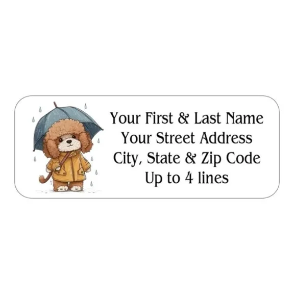 150 Poodle Umbrella Rain Mailing Return Address Labels Personalized