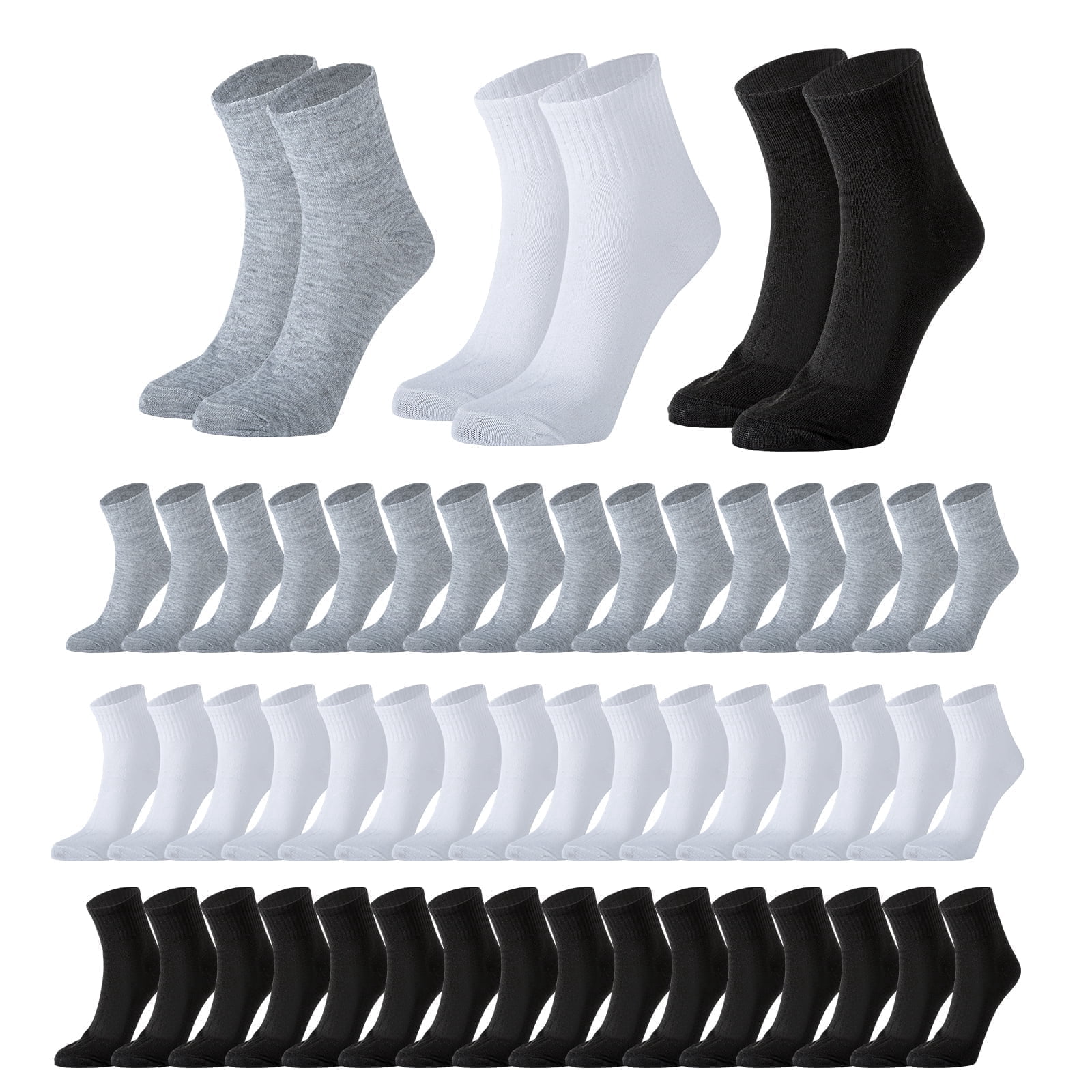Sophproton 150 Pairs Men's Socks Bulk Quarter Socks Moisture Wicking Socks Casual Sports Ankle Socks Bulk for Homeless  Men Women