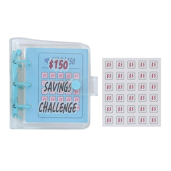 150$ Savings Challenge Mini Binder with Envelopes,Storage Budgeting Binder Budget Book Cash Saving Challenge Box kit with Pouches,Family Emergency Binder