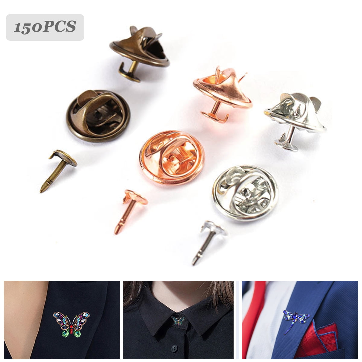 150 Set Badge Copper Tack Back Accessories Lapel Pin Brooch Pin Safety
