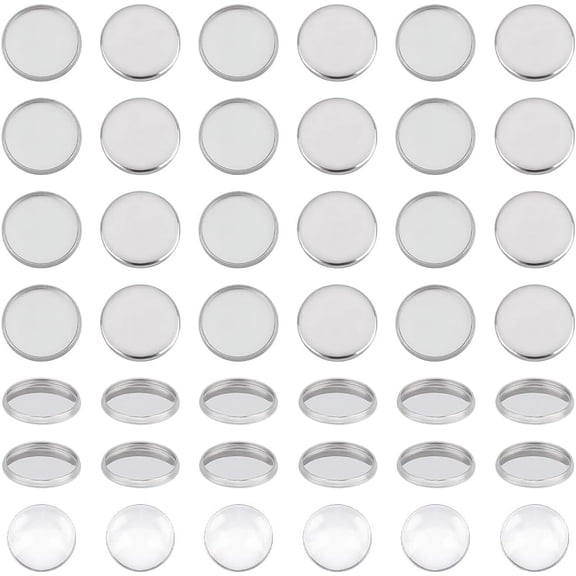 150 Sets Round Bezel Cups 12mm Flat Round Tray Settings Plain Edge Blank Bezel Pendant Trays Stainless Steel Edge Bezel Cups Metal Round Blank Bezel Cabochons
