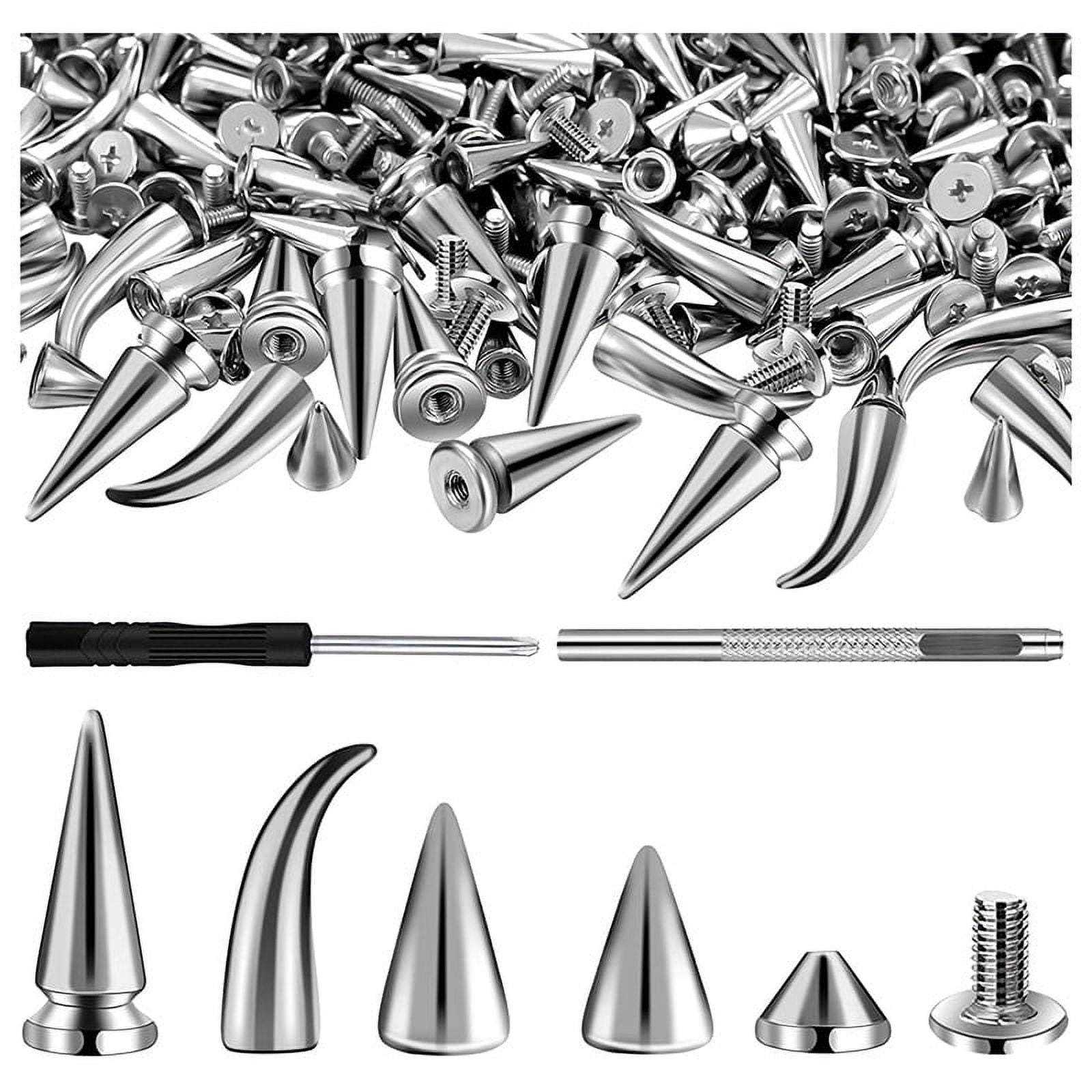150 Sets Silver Mixed Shape Spikes And Studs Cone Croc Spikes Leather Kit  For Clothing Shoes Belts