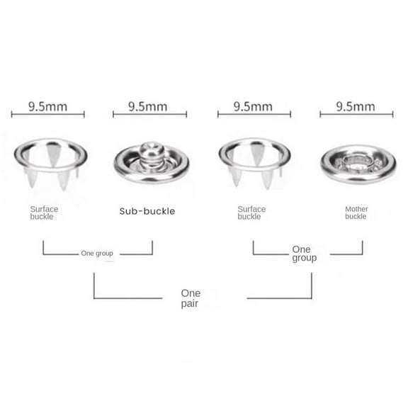 150 Sets Snap Button 9.5Mm Metal Silver Snaps Buttons for Sewing And Crafting, Open Snap Button Snap Fasteners Kit