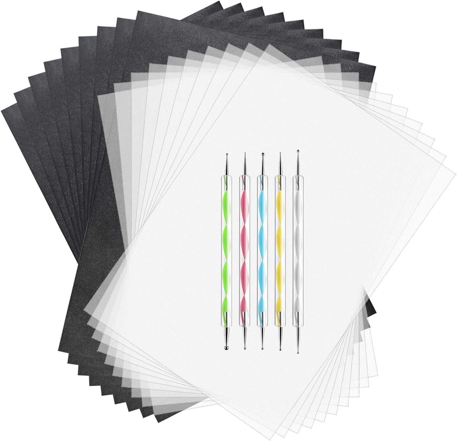 150 Sheets Black Carbon Copy and Tracing with 5 Pcs Embossing Styluses Tool Set, Transfer for on Wood Fabric