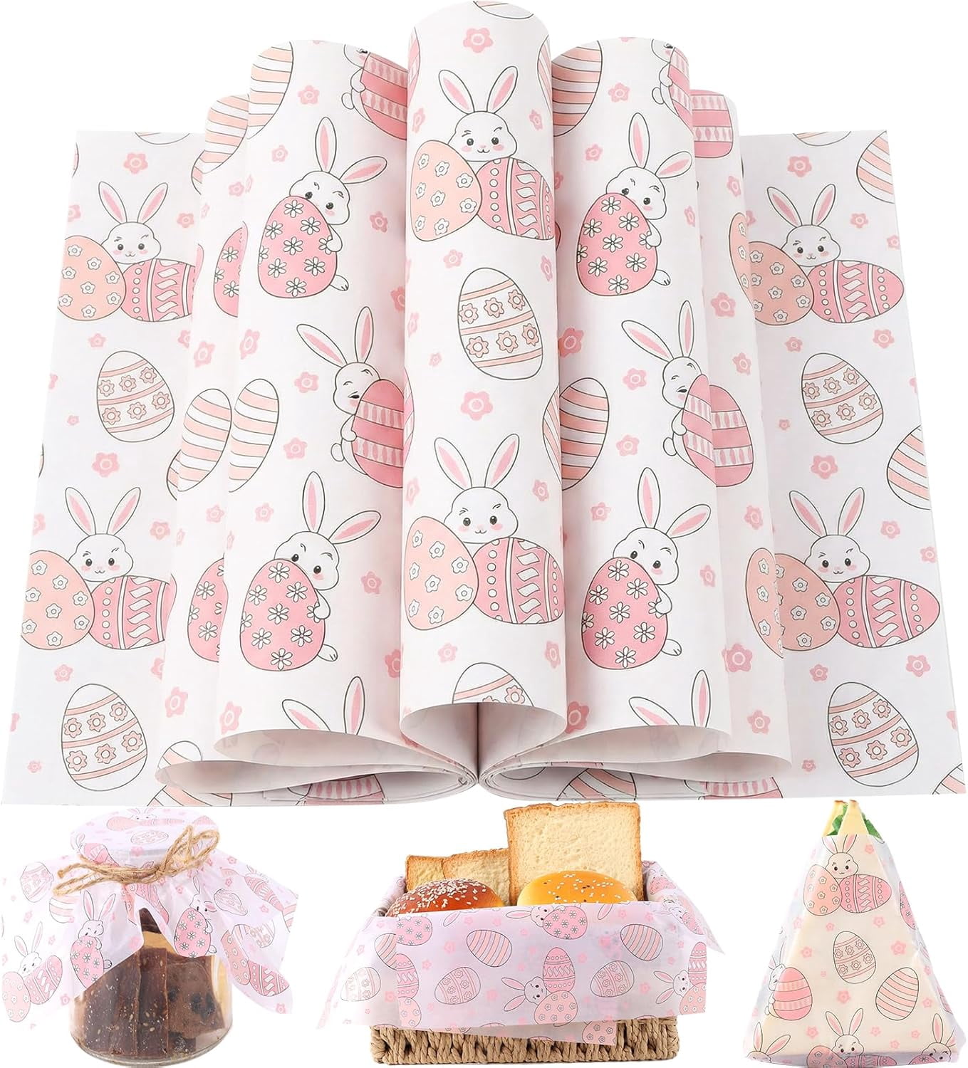 150 Sheets Bunny Eggs Wax Paper for Food, 9.8 x 8.3 inch Easter Bunny ...
