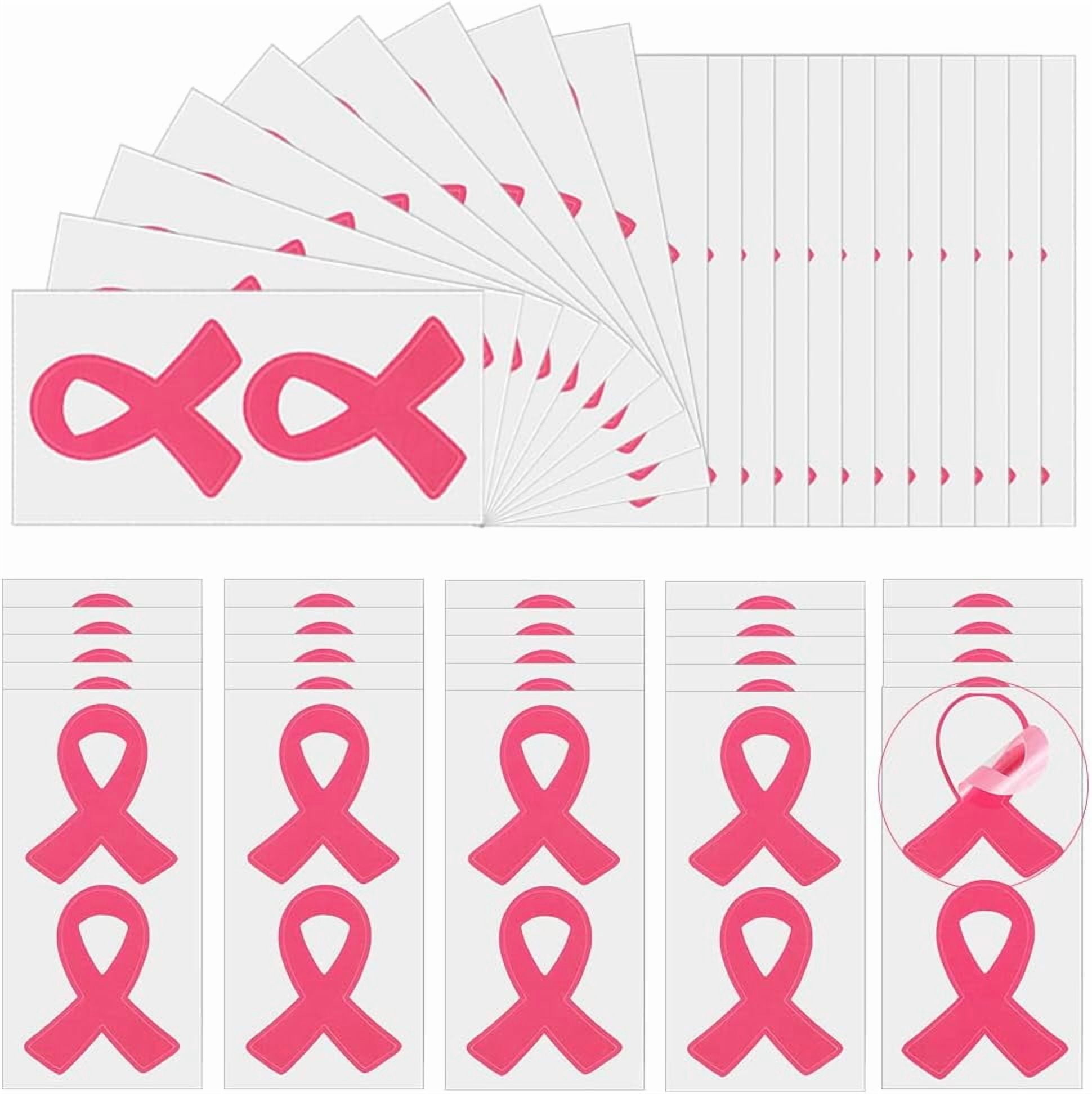 150 Sheets Die Cut Pink Ribbon Stickers 2x1.6 Inch Breast Cancer Pink ...