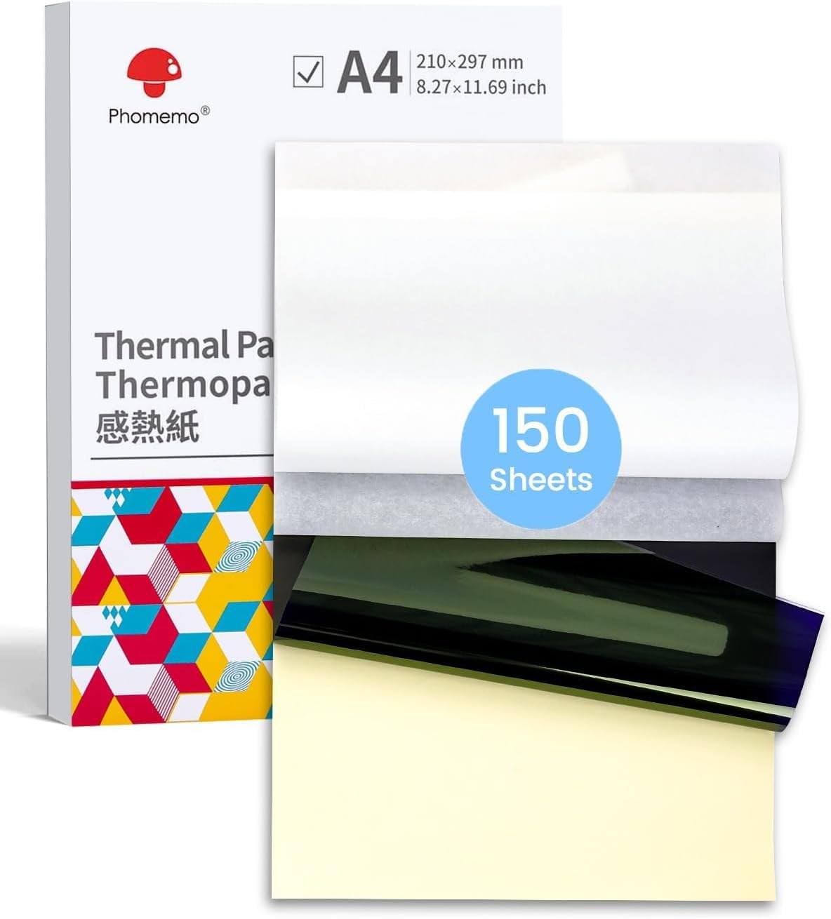 150 Sheets Tattoo Transfer Paper, Compatible with Itari M08F/TP81/TP83/A886/TP88 Printer & Tattoo Supplies, A4 Size Stencil Paper for Tattooing