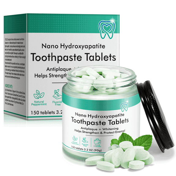 150 Spearmint Tablets Chewable Toothpaste Tablets, Fluoride Free & Eco Friendly, Travel Mouthwash Tablets, Chewable Toothpaste Tablet