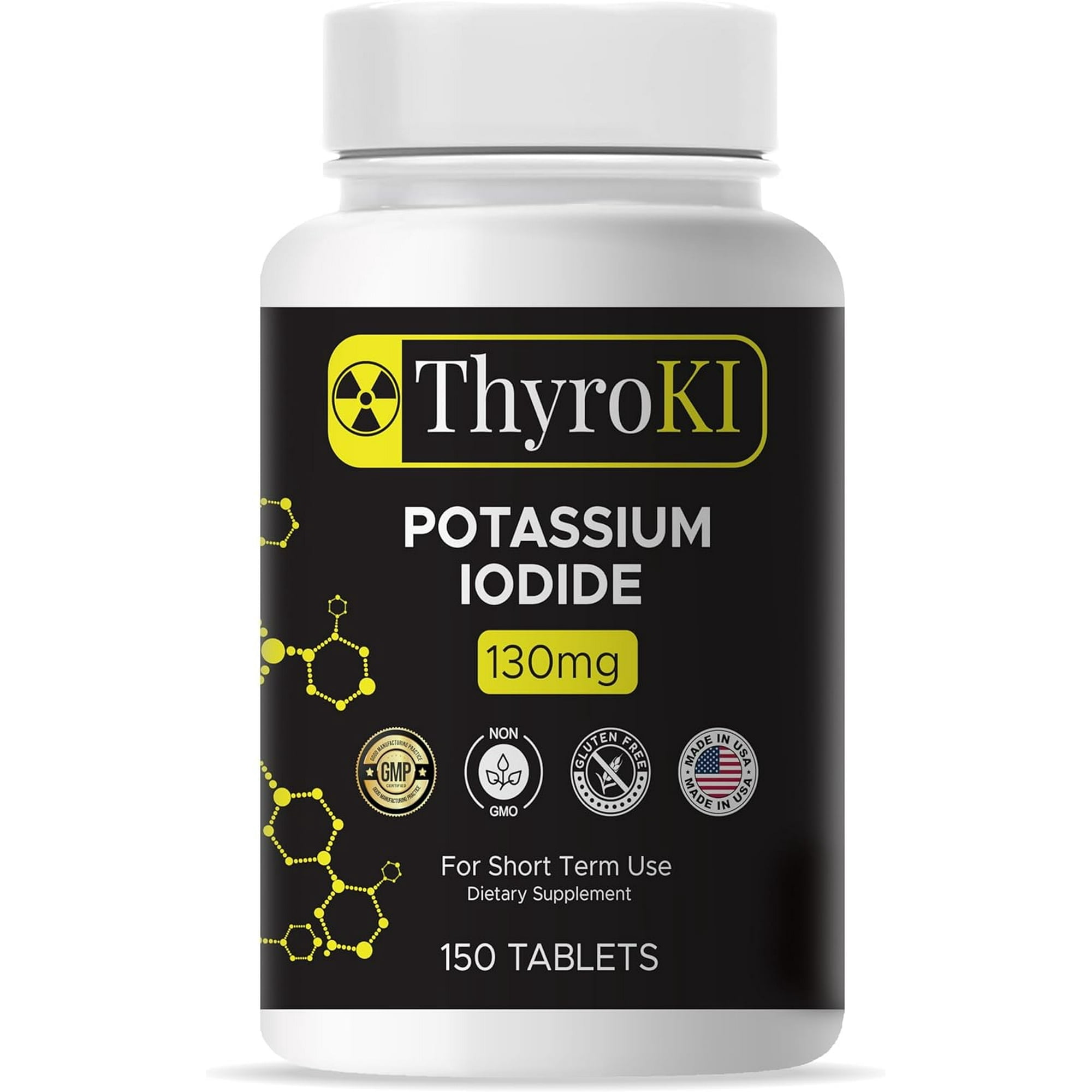 (150 Tablets) ThyroKI Potassium Iodide Tablets Non-GMO Fast Dissolving Tablets 130 mg | Ki Pills Iodine Tablets | Anti Nuclear Fallout Pills | Thyroid Support | Dietary Supplement YODO Naciente
