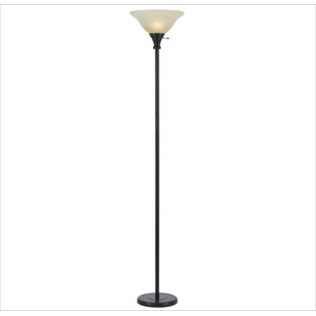 70" Dark Bronze Adjustable Torchiere with Glass Shade