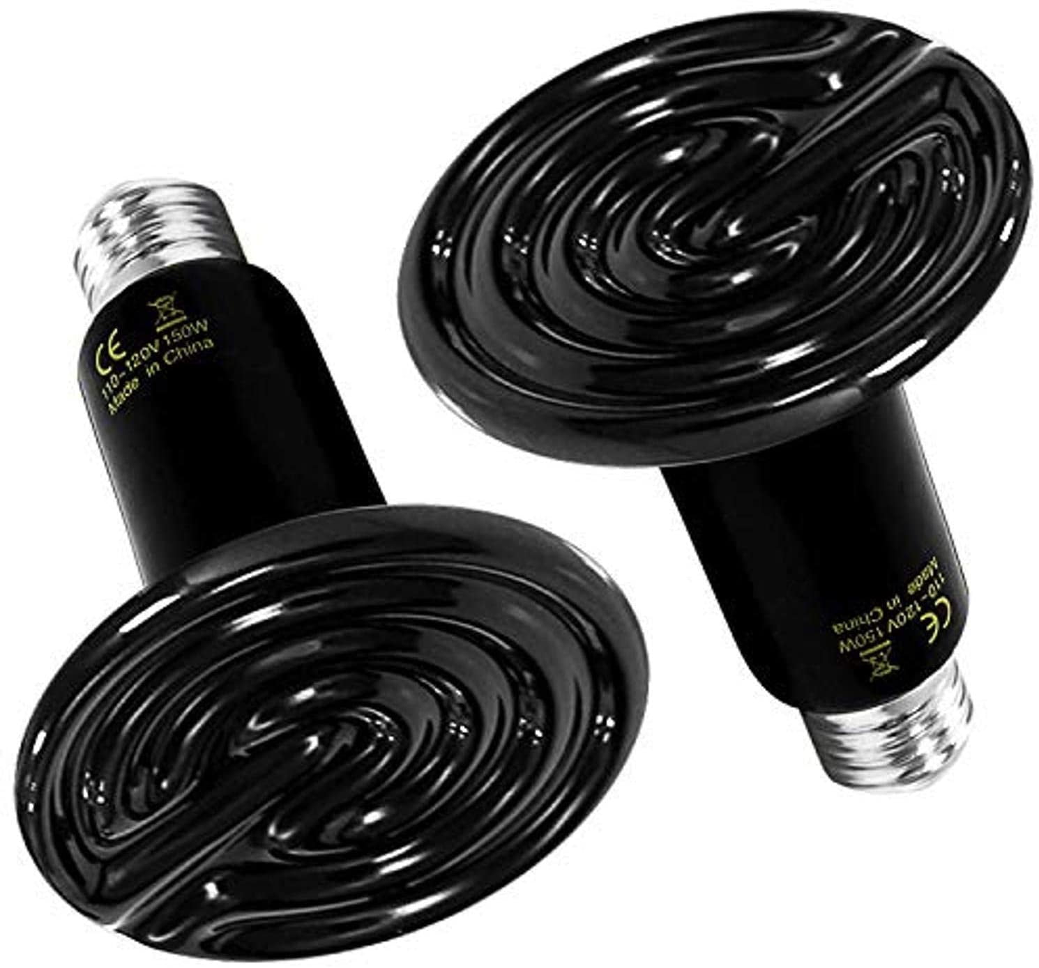 150 W Ceramic Heat Emitter Reptile Heating Light Non Luminous Bulb, Used For Incubators Of Amphibians And Hatching Chickens, 1 Pack/2 Packs, With Thermometer, Black And White