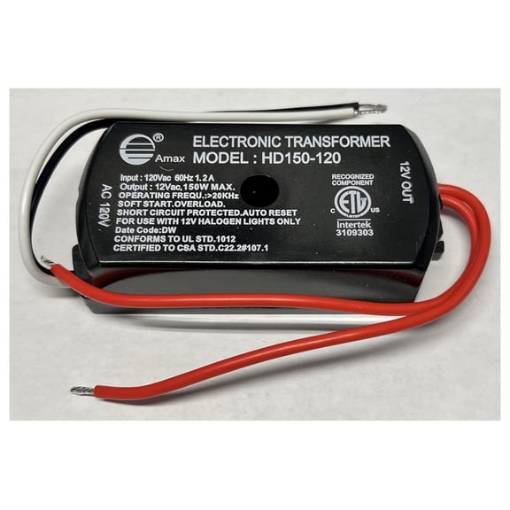 150 Watt - Step Down Transformer - 120 Volt to 12 Volt - For Use with 12V Halogen Lamps - BSET150